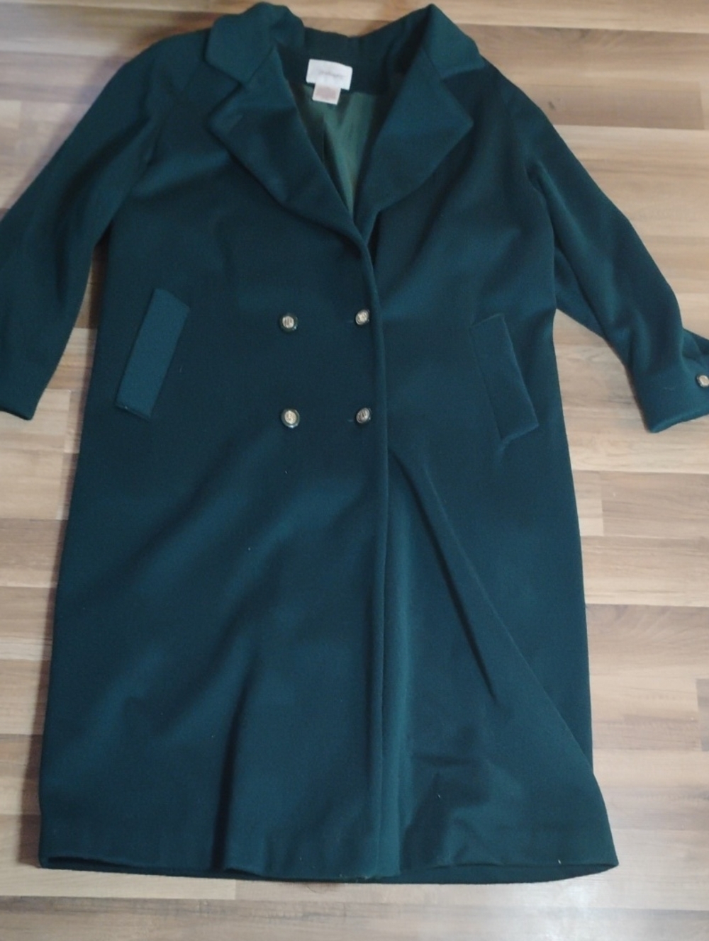 Vintage Worthington Wool Dark Green Double-Breasted Pea Coat